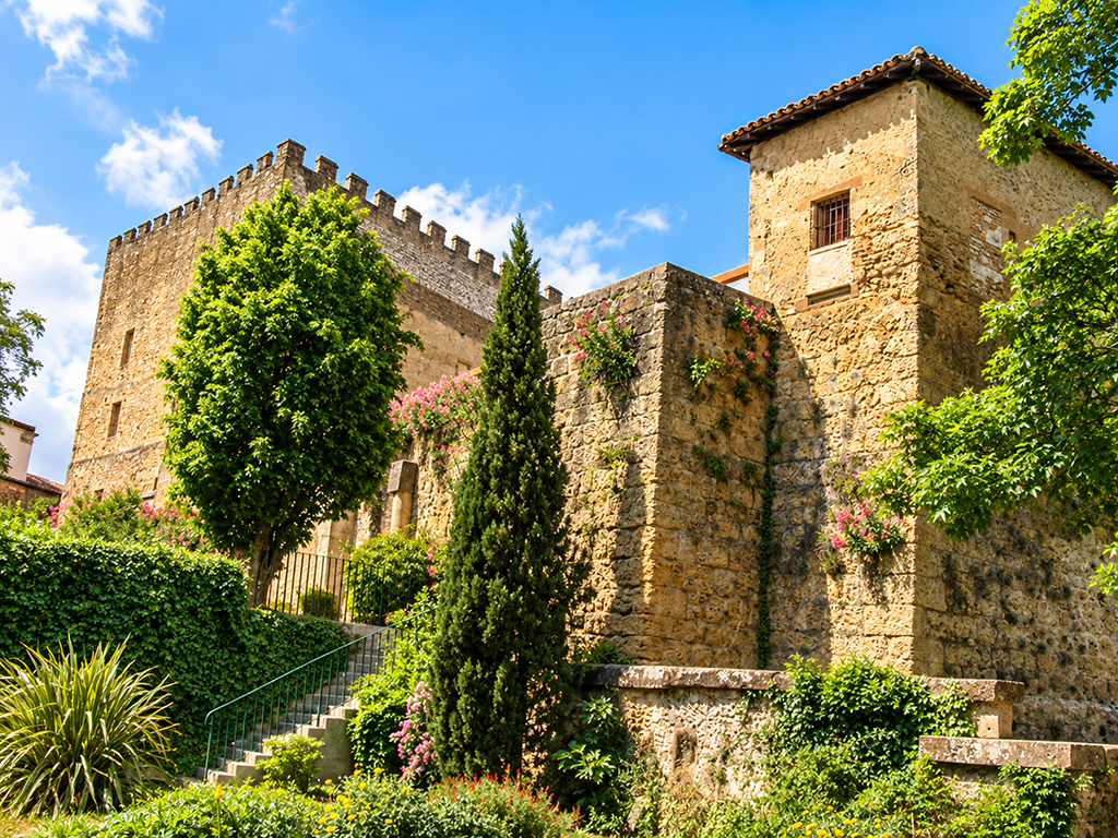 Donjon Lacataye à Mont-de-Marsan, entouré de jardins