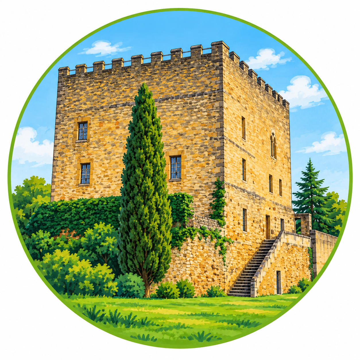 Donjon Lacataye à Mont de Marsan avec sa tour crénelée
